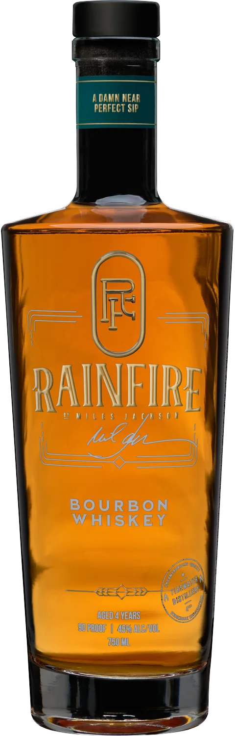 Rainfire Bourbon Whiskey bottle, aged 4 years